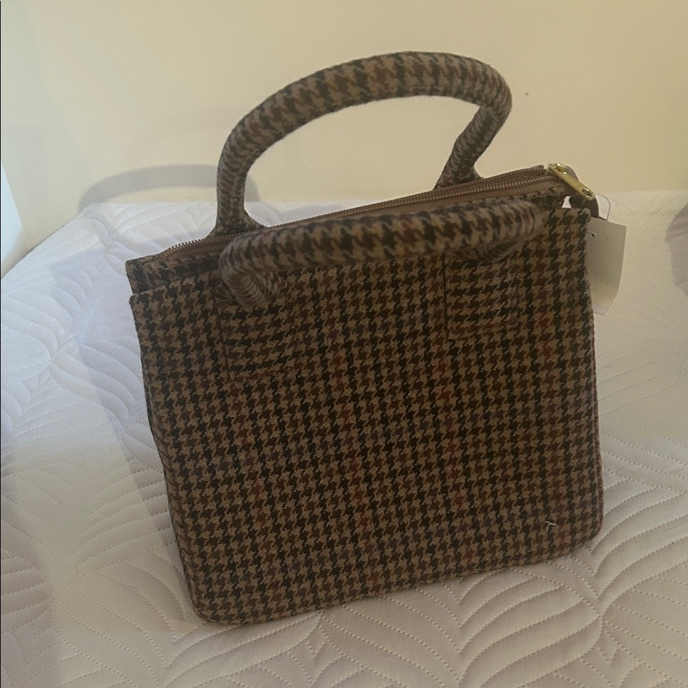 J. Crew Factory Brown Houndstooth Mini Bag